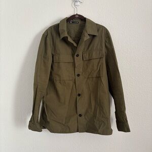 Zara Men's Size Medium Green Long Sleeve Button Front Shirt